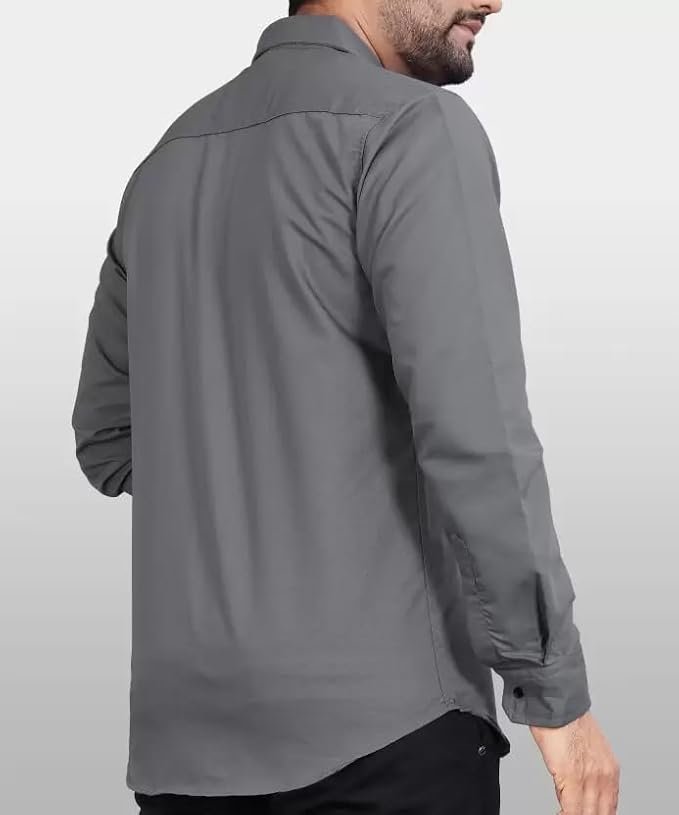 Men's Regular Fit Solid Soft Touch Cotton Casual Shirt with Pocket Design with Spread Collar & Full Sleeves - Image 6