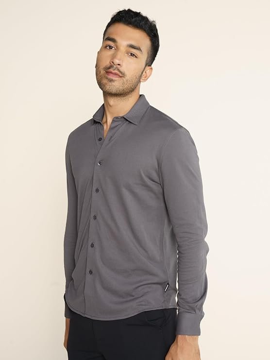 Shirt for Men Full Sleeve, Pique Textured, Thermoregulating Cotton Blend Mens Casual, Recycled Fabric Stylish Shirts - Image 3