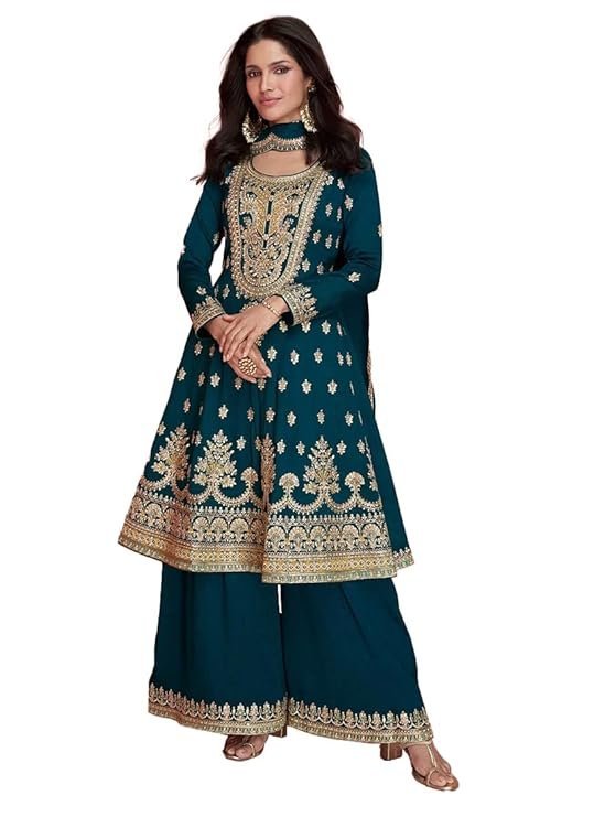 Women's Pink Vichitra Silk Stitched Top With Stitched Vichitra Silk Bottom and Vichitra silk Dupatta Full Sleeve Embroidered Straight Kurta