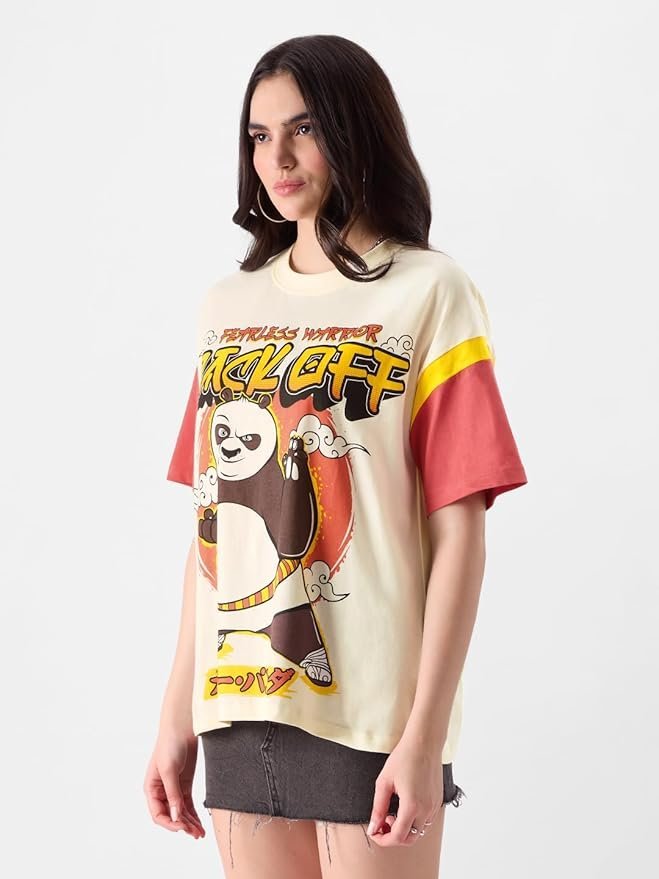 Oversized Fit Graphic Printed Half Sleeve Cotton Multicolored - Image 4