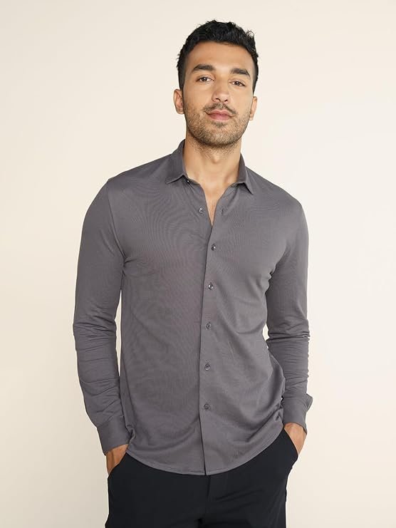 Shirt for Men Full Sleeve, Pique Textured, Thermoregulating Cotton Blend Mens Casual, Recycled Fabric Stylish Shirts - Image 4