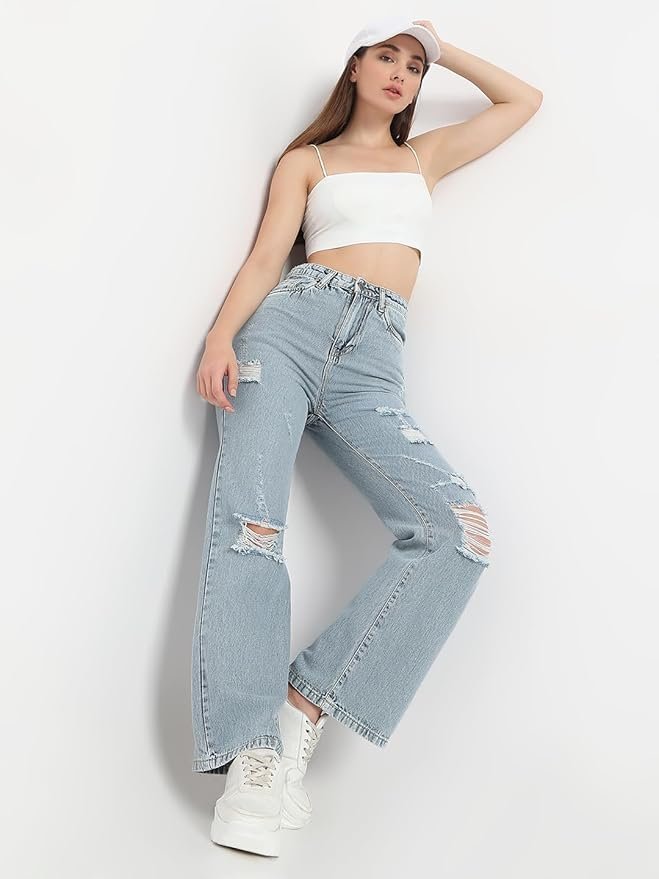 High Rise Womens Flare Fit Jeans - Image 2