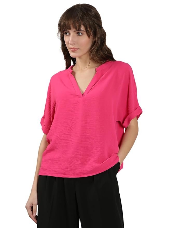 Women Extended Sleeves V-Neck Regular Top
