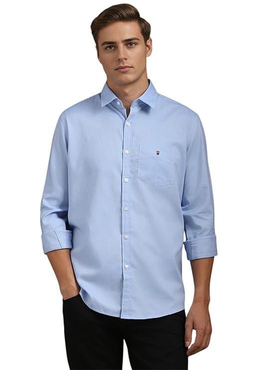Men's Easy to Care Cotton Slim fit Solid Casual Shirt with Natural Stretch