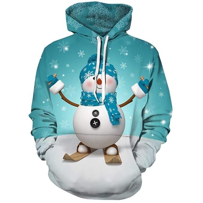 Unisex Christmas Hoodie Sweatshirts Casual Printed Kangroo Pocket Pullover
