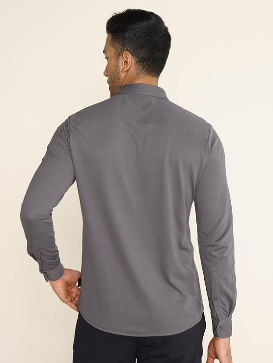 Shirt for Men Full Sleeve, Pique Textured, Thermoregulating Cotton Blend Mens Casual, Recycled Fabric Stylish Shirts - Image 2