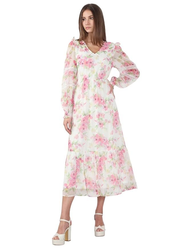 Women's Polyester Fit and Flare Maxi Dress