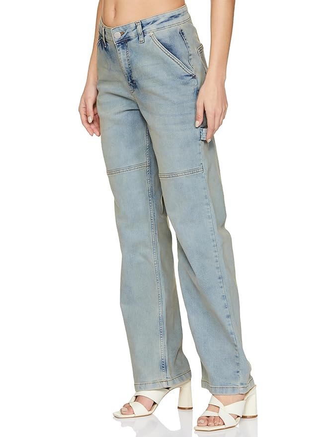 Regular Women's High Waist Full Length Cargo Loose Fit Jeans - Image 5