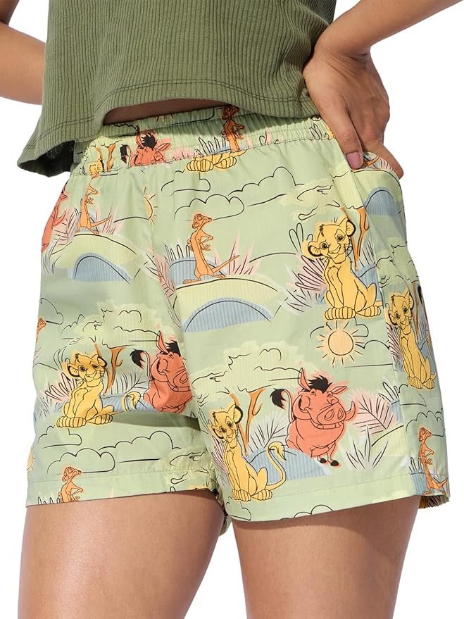 Women and Girls Pull On Green All Over Printed Regular Fit Cotton Boxer Shorts