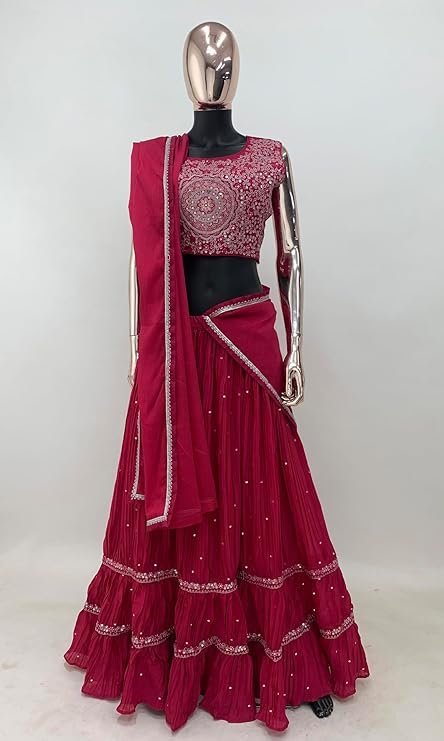 Women Elegant Pink Embroidered Lehenga Choli Set - Image 2