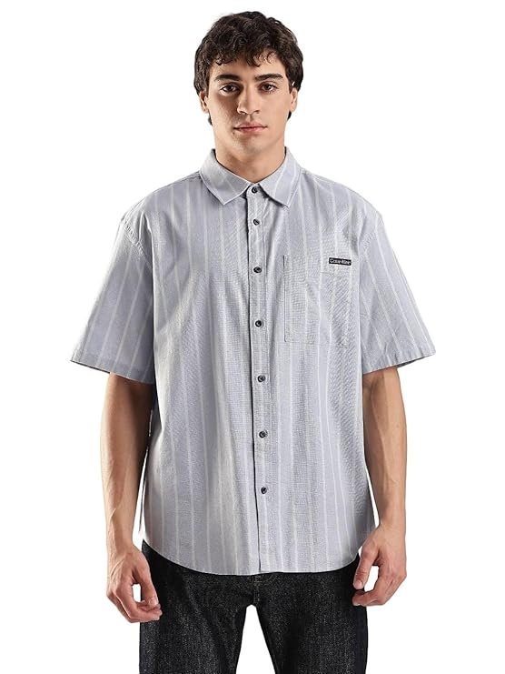 Men Striped Relaxed-Fit Oxford Woven Shirt