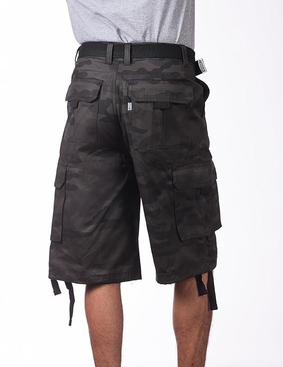 Men's Cotton Twill Cargo Shorts With Belt Camo - Image 2