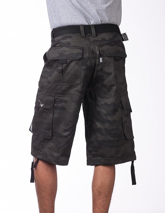 Men's Cotton Twill Cargo Shorts With Belt Camo - Image 3