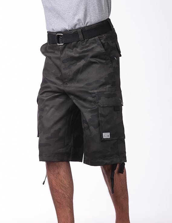 Men's Cotton Twill Cargo Shorts With Belt Camo - Image 4