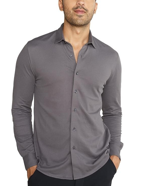 Shirt for Men Full Sleeve, Pique Textured, Thermoregulating Cotton Blend Mens Casual, Recycled Fabric Stylish Shirts