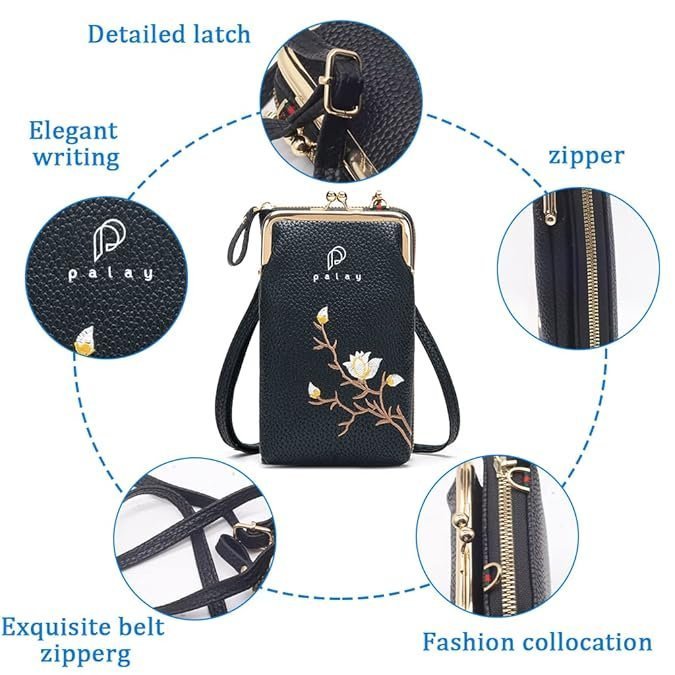 Women's Small Cross-Body Phone Bag Stylish PU Leather Mobile Cell Phone Holder Pocket Purse Wallet Sling Bag Mini Shoulder Bags - Image 2