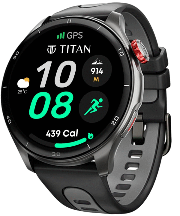 Smart Watch with Built-in GPS, Advanced Health Intelligence, AI Voice Assistant, Aluminium Case, 100+ Sports Modes, Water Resistance – Smartwatch for Men & Women (Black)