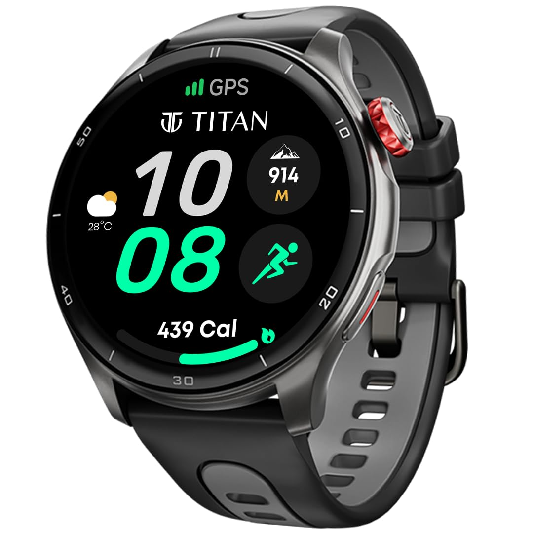 Smart Watch with Built-in GPS, Advanced Health Intelligence, AI Voice Assistant, Aluminium Case, 100+ Sports Modes, Water Resistance – Smartwatch for Men & Women (Black)