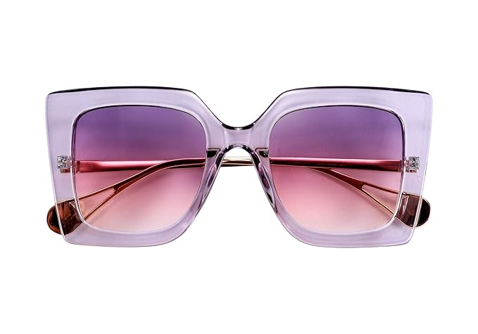 Sunglasses Womens Trendy, Oversized Square Shades, Pearl Inlay Cat Eye Frame UV400 Protection E1051 - Image 6