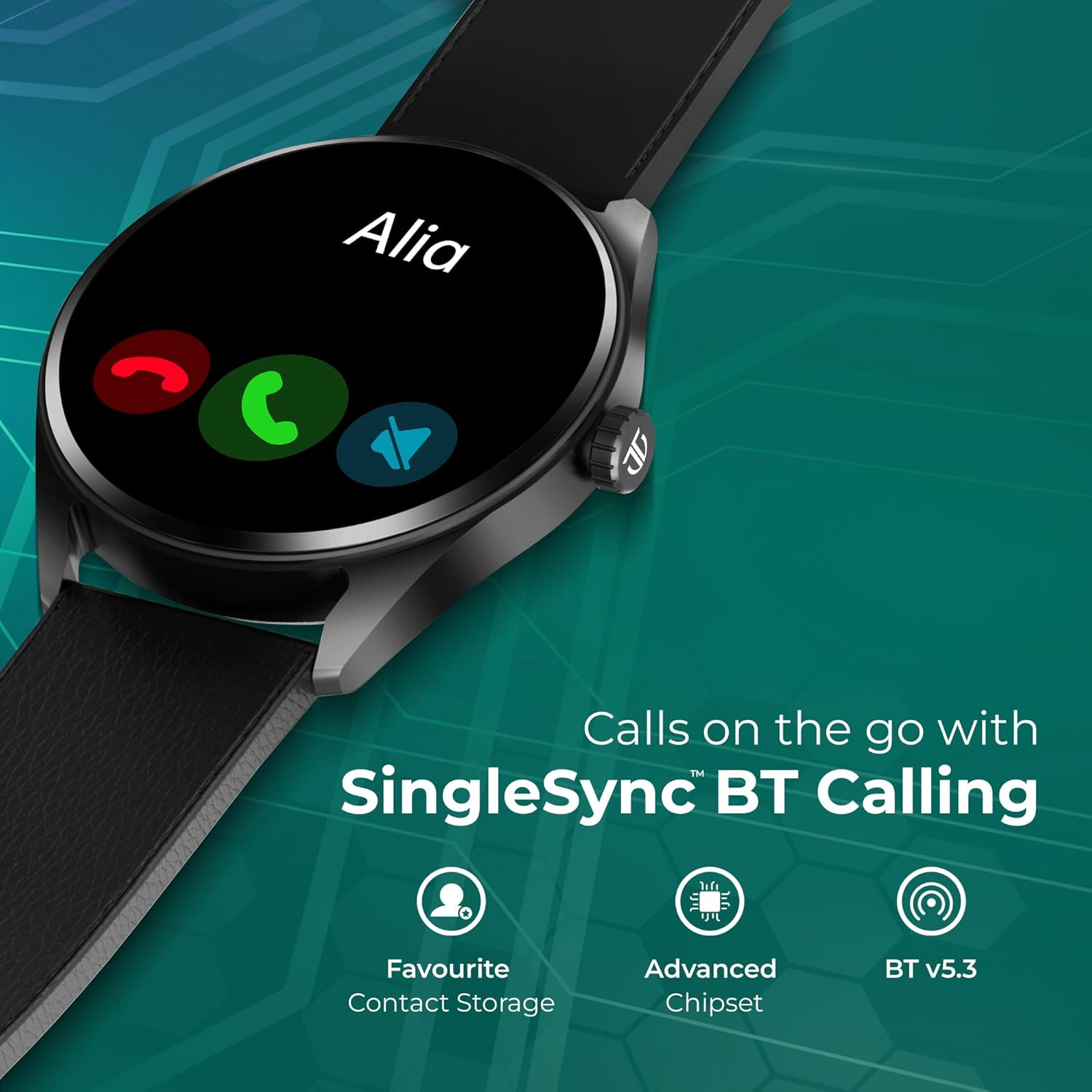 AMOLED Smart Watch with BT Calling, AI Morning Briefs, Functional Crown, Health Tracking, Aluminium Body, 100+ Sports Modes, Smartwatch for Men and Women - Black Silicone Strap - Image 6