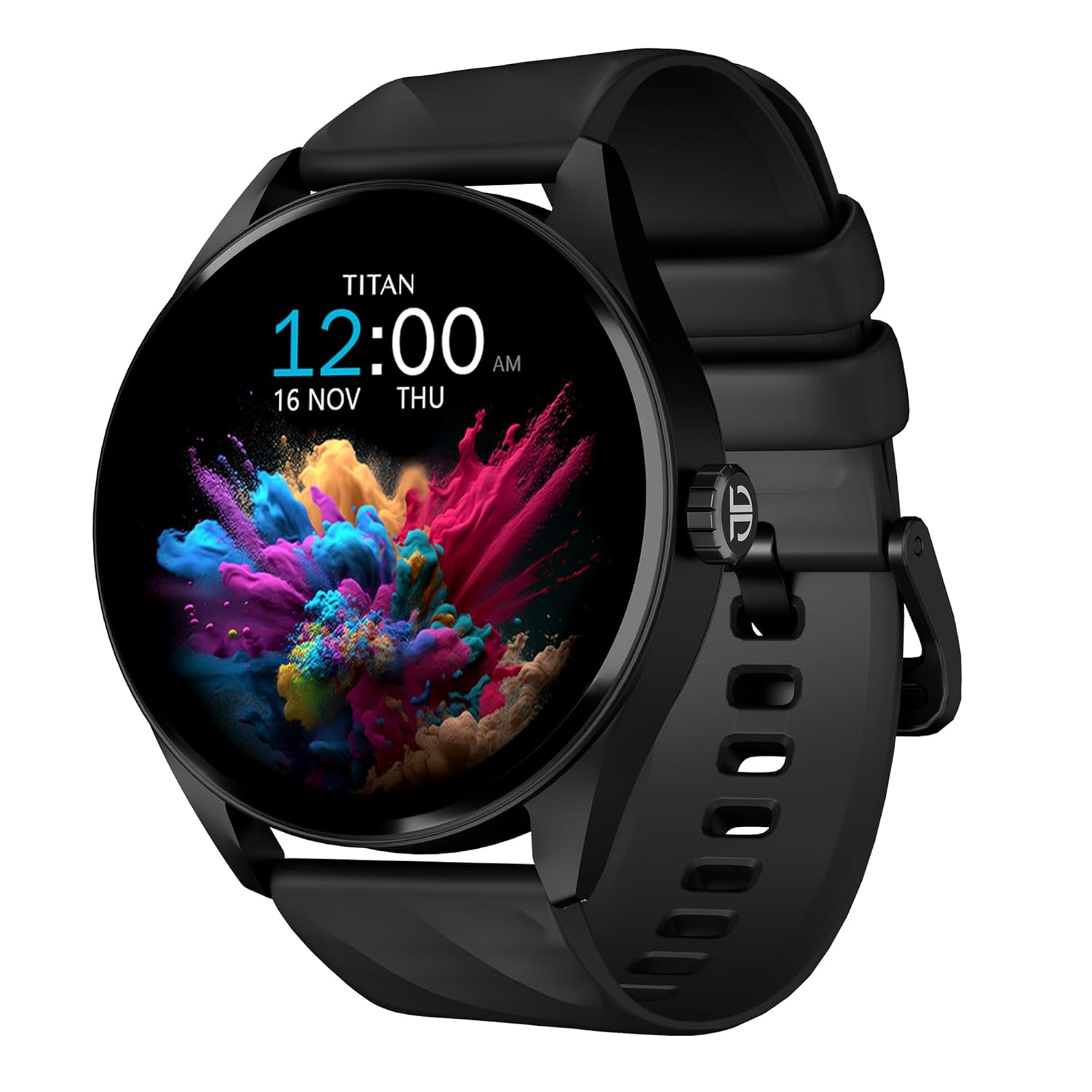 AMOLED Smart Watch with BT Calling, AI Morning Briefs, Functional Crown, Health Tracking, Aluminium Body, 100+ Sports Modes, Smartwatch for Men and Women - Black Silicone Strap
