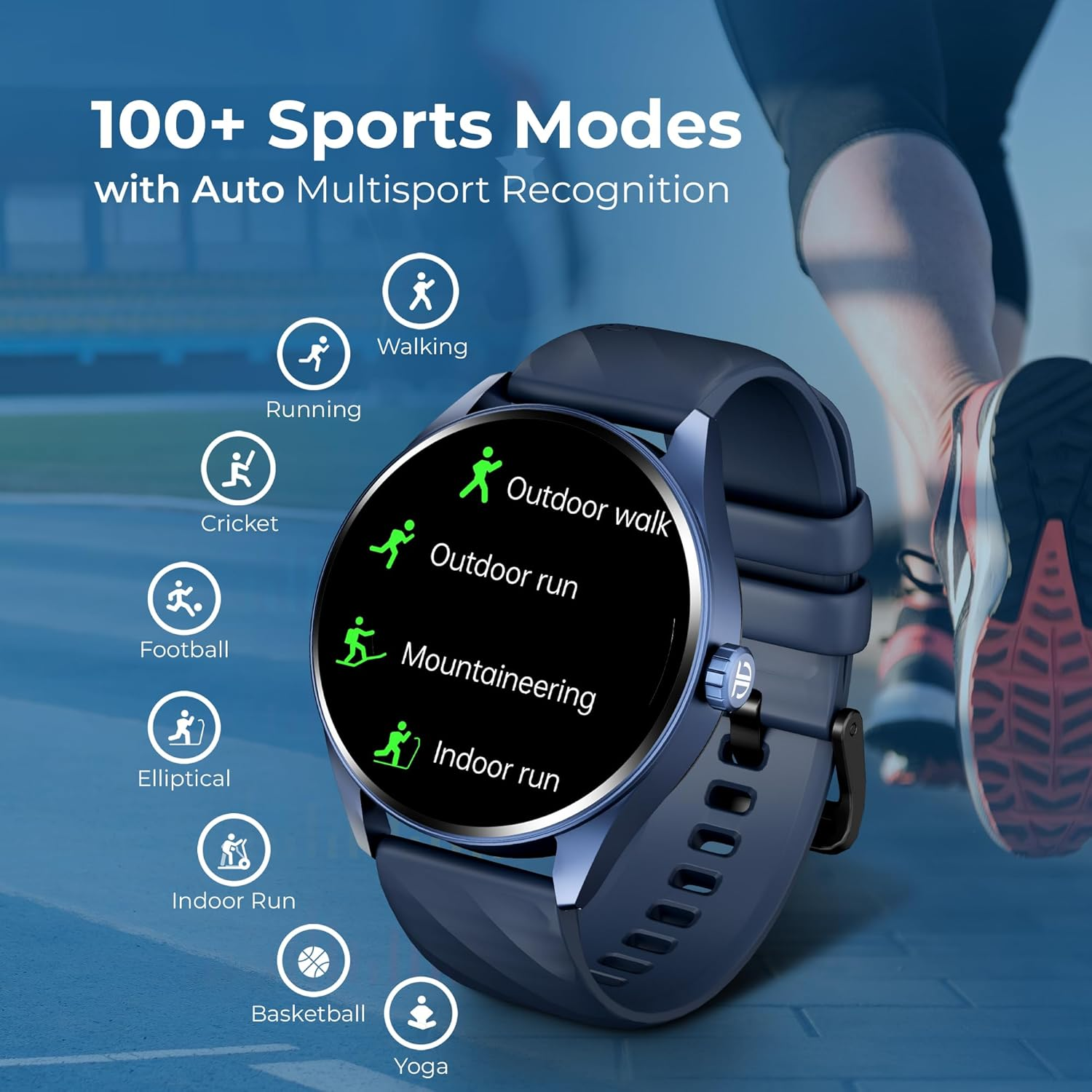 AMOLED Smart Watch with BT Calling, AI Morning Briefs, Functional Crown, Health Tracking, Aluminium Body, 100+ Sports Modes, Smartwatch for Men and Women - Black Silicone Strap - Image 3
