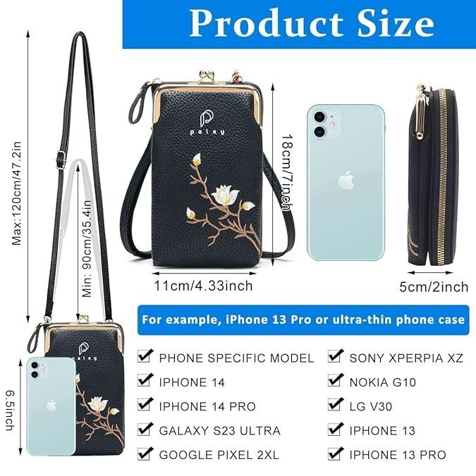 Women's Small Cross-Body Phone Bag Stylish PU Leather Mobile Cell Phone Holder Pocket Purse Wallet Sling Bag Mini Shoulder Bags - Image 5