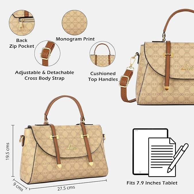 Women's Mono Beech Flap Satchel Bag for Women | Satchel Handbag for Work | Ladies purse | Stylish Shoulder Bag | Gift for Women - Image 5