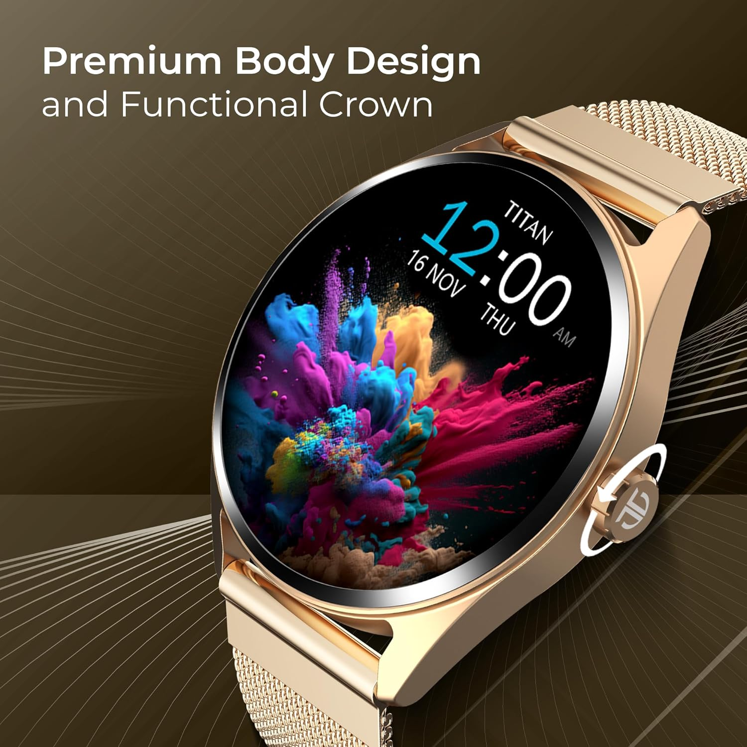 Smart Watch for Productivity with BT Calling, AI Morning Briefs, Functional Crown, Health Tracking, Aluminium Body, 100+ Sports Modes, Smartwatch for Men and Women - (Brown) - Image 6