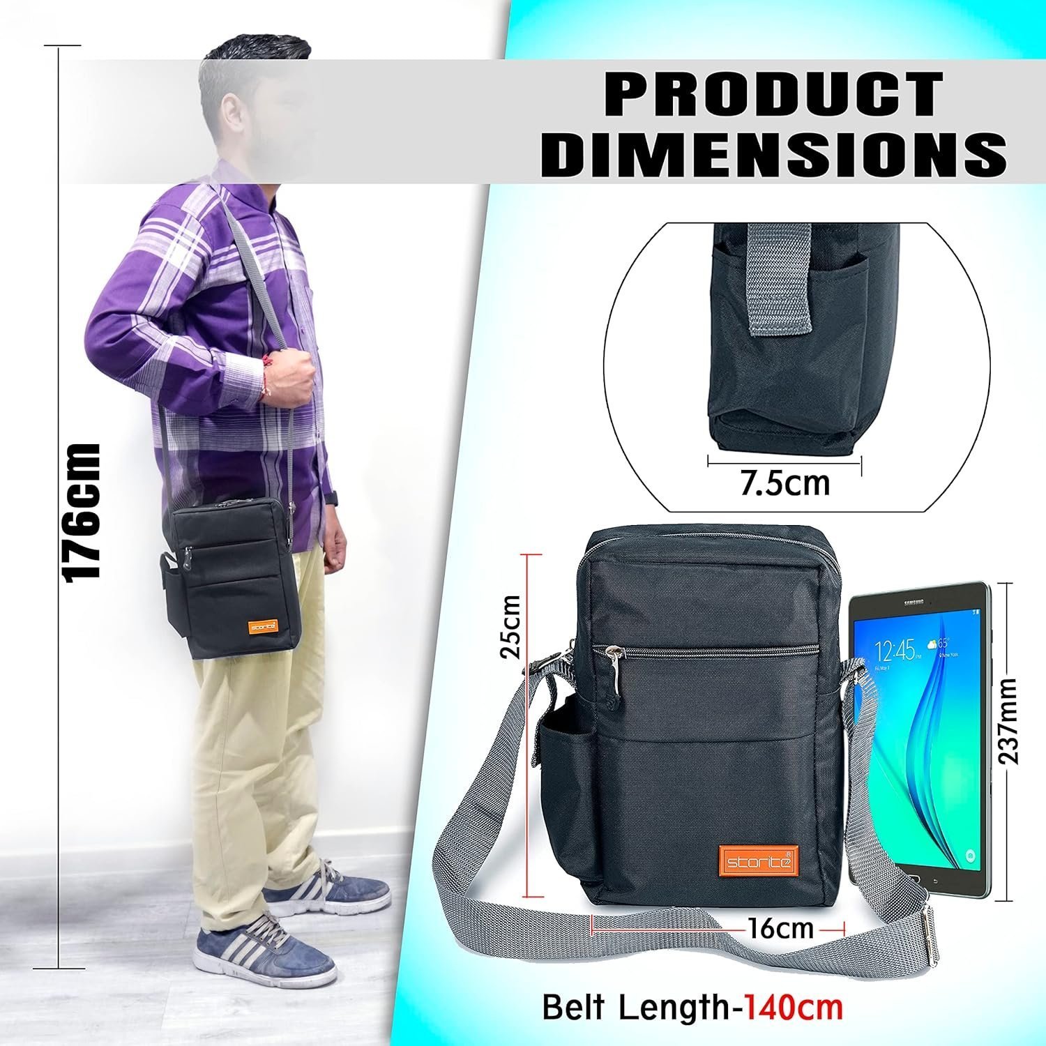 Stylish Padded Mini Sling Bag for Men and Women, Small Passport Travel Bag and Small Sling Bag With Water Bottle Pocket - Image 8