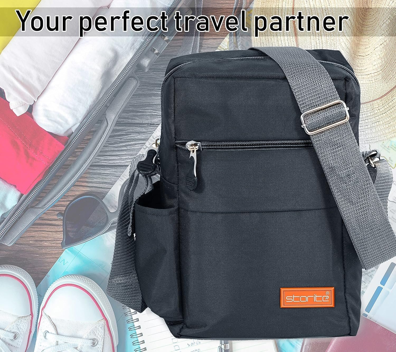 Stylish Padded Mini Sling Bag for Men and Women, Small Passport Travel Bag and Small Sling Bag With Water Bottle Pocket - Image 2