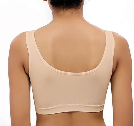 Women's/Girl's Nylon Spandex Non-Padded & Non Wired Seamless Sports Bra, for Running, Athletics, Excercise (Free Size) (Suitable Upto 32) - Image 3
