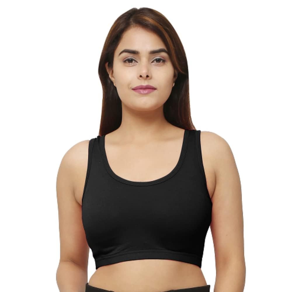 Women's/Girl's Nylon Spandex Non-Padded & Non Wired Seamless, for Running, Athletics, Excercise, Gym (Suitable Upto 32)