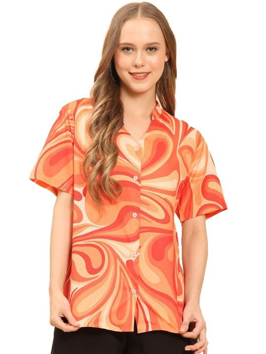 Women's Printed Straight Mandarin Neck Shirt for Women's | Tops for Woman Shirts | Shirt for Women Stylish Western
